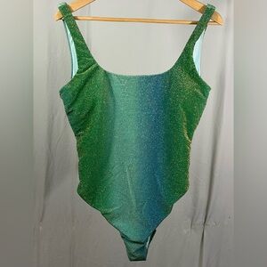 Aerie Cheekiest Sparkling Green Mermaid Bodysuit